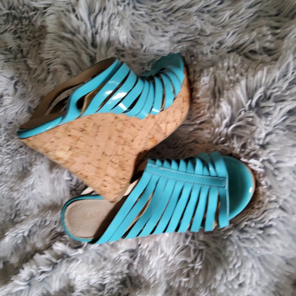 Turquoise platform espidrilles